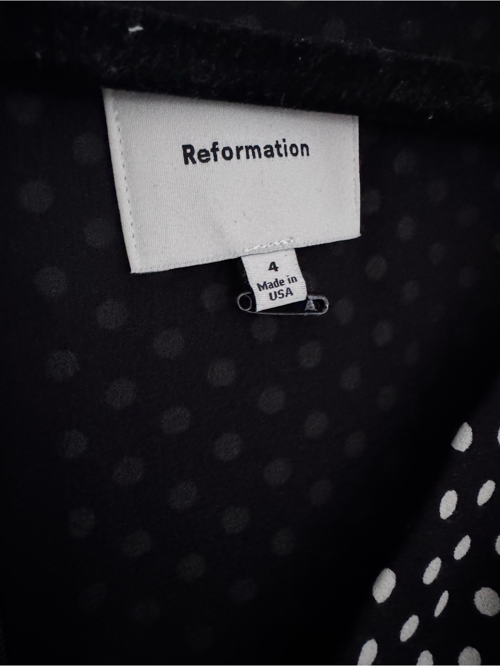 REFORMATION NWT Gene Mini Dress size 4 black-and-white polkadot - Picture 5 of 6